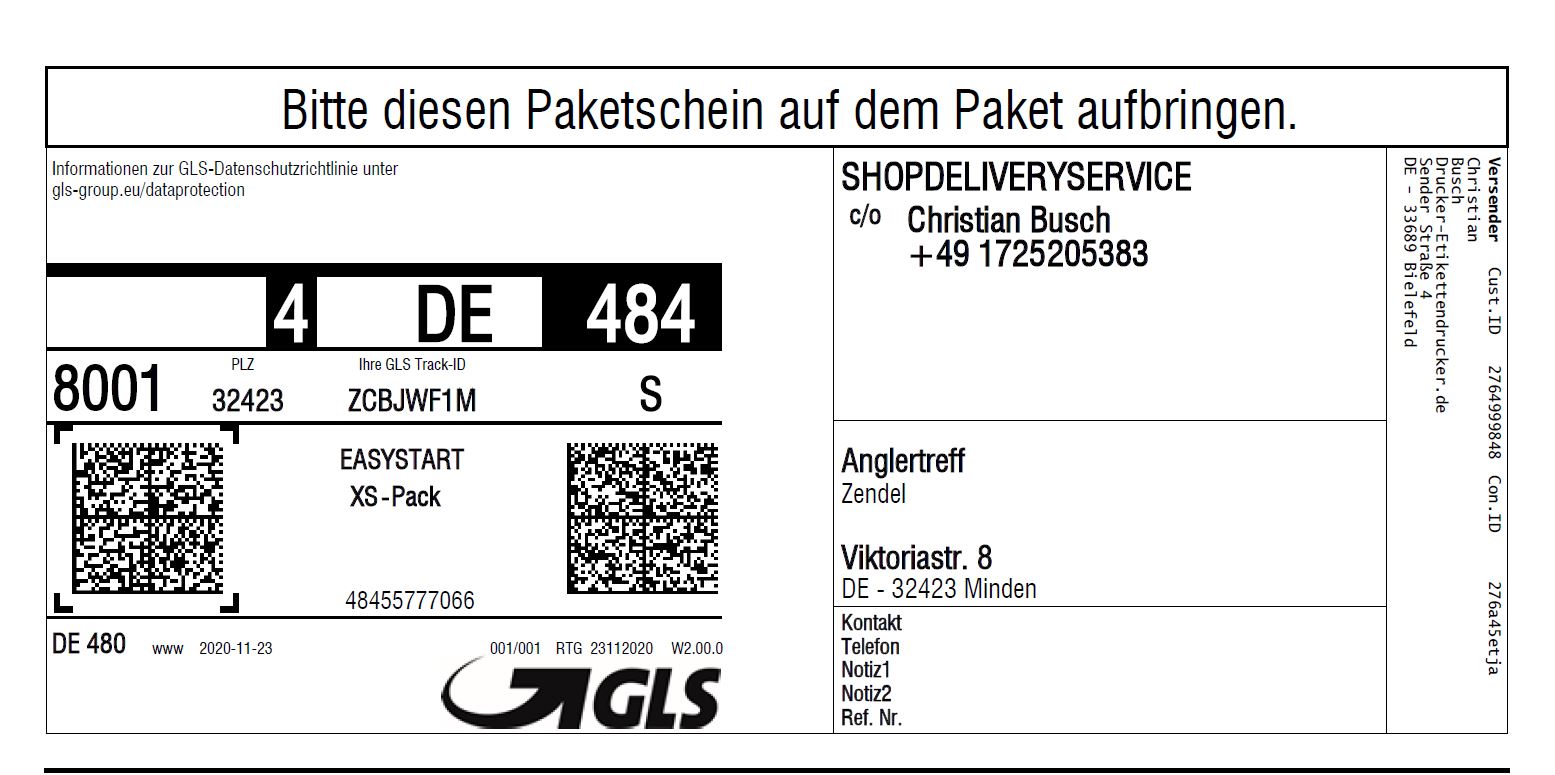Etikettendruck aus Macintosh® auf GLS-Aufkleber