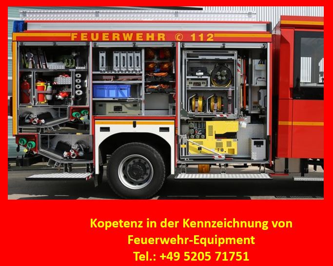Feuerwehren-Ausr&uuml;stung-Etiketten