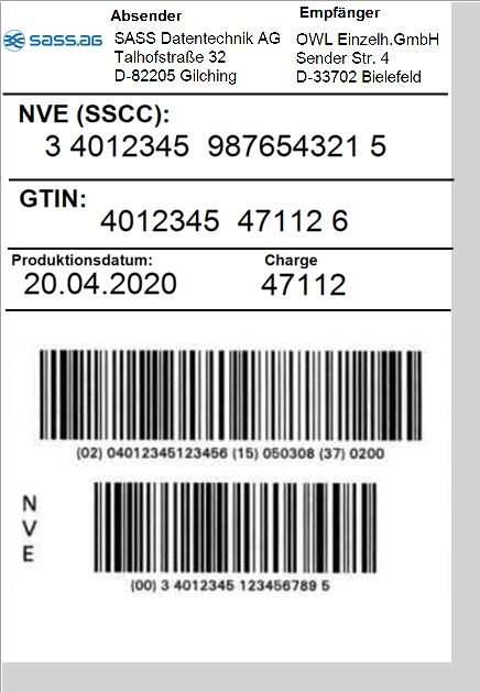 GS1-SSCC/NVE-Label