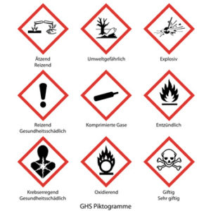 Gefahrstoffkennzeichnung mit GHS Piktogramme