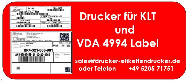 Global Transport Label nach VDA 4994 und KLT1 müssen auf Karton / festem Papier ausgegeben sein