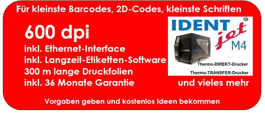 Barcode-Drucker IDENTjet M4 mit 600 dpi
