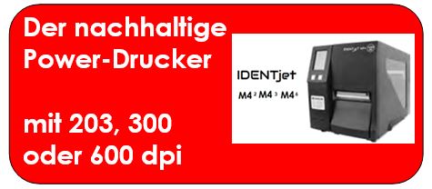 IDENTjet M4 mit 203, 300 oder 600 dpi für große Volumina