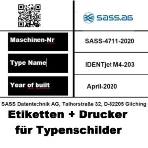 Individuelle Maschinenschilder als Aufkleber /Inventarschilder + Drucker, Etiketten und Druckfolien.