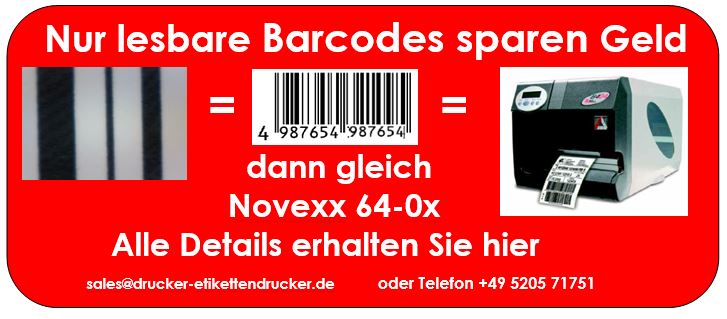 NOVEXX 64-04 Etikettendrucker erhöhen Ihre Sicherheit in der Barcode-Ausgabe