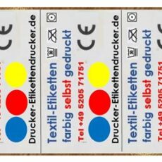 Kleidung-Etiketten in Farbe