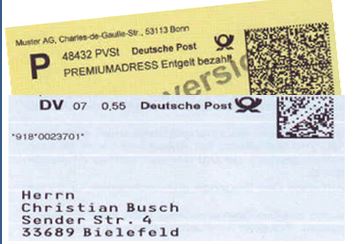 Post-Etiketten mit Datamatrix-Code