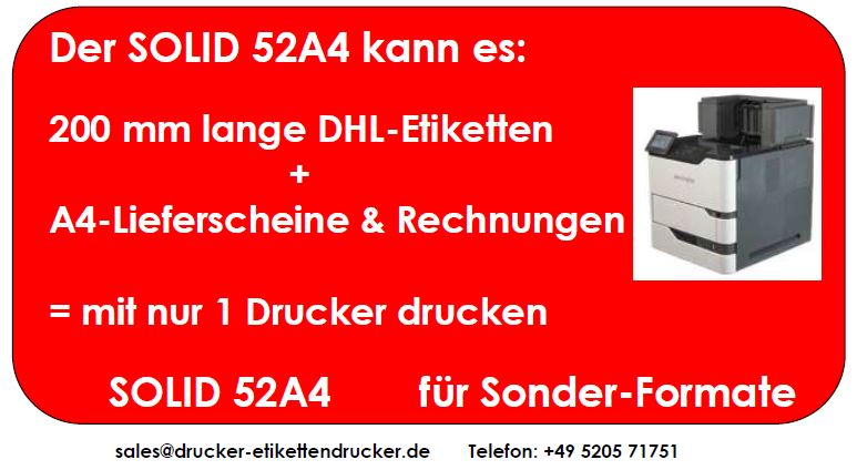 SOLID52 A4 Etikettendrucker für A4 und Sonderformate