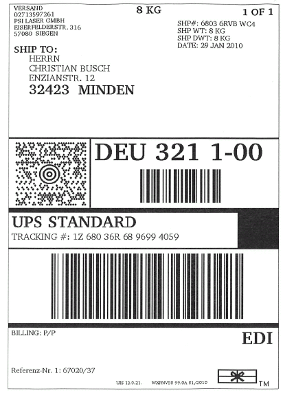 Paketdienst-Etiketten für UPS