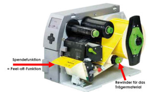 cab-Etiekttendrucker mit Spende-Funktion + Rewinder