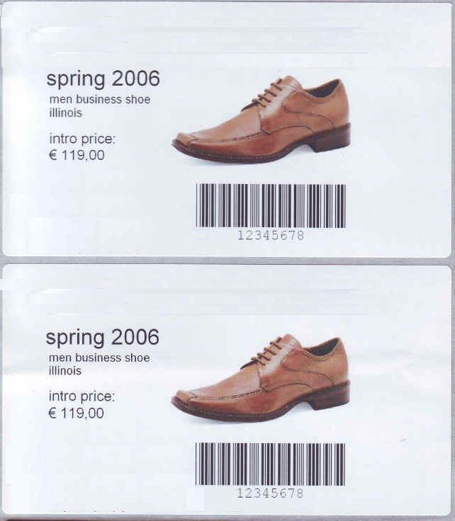 Farbige Etiketten drucken für den Schuh-Verkauf